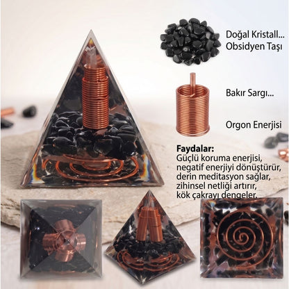 Doğal Taş Orgonit Enerji Piramidi (6x6x6 cm)
