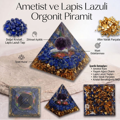 Doğal Taş Orgonit Enerji Piramidi (6x6x6 cm)