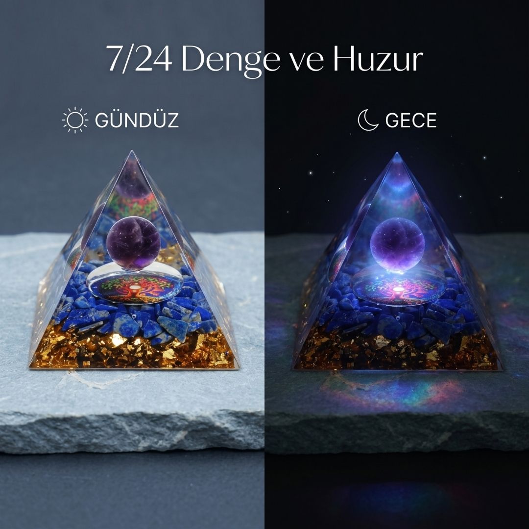 Doğal Taş Orgonit Enerji Piramidi (6x6x6 cm)