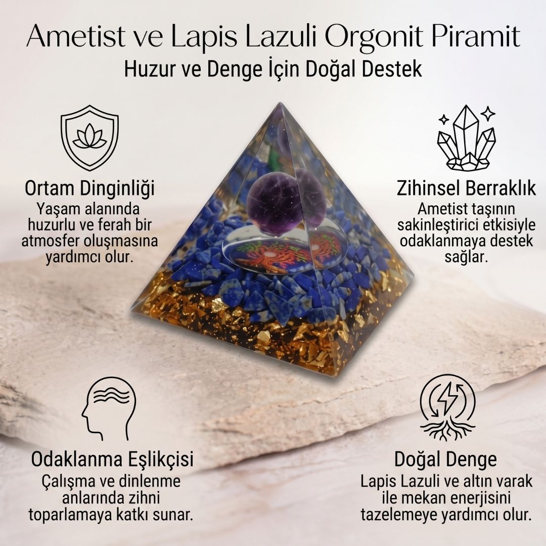 Doğal Taş Orgonit Enerji Piramidi (6x6x6 cm)