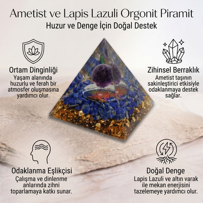 Doğal Taş Orgonit Enerji Piramidi (6x6x6 cm)