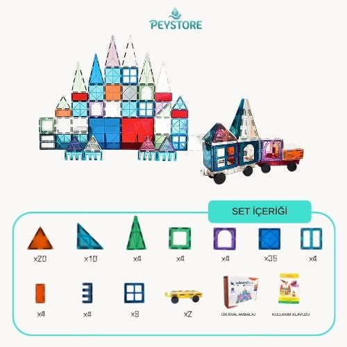 Magnetik Tiles - 3D Eğitici Mıknatıslı Yapı Blokları Seti