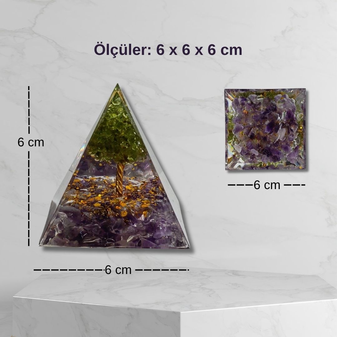 Doğal Taş Orgonit Enerji Piramidi (6x6x6 cm)
