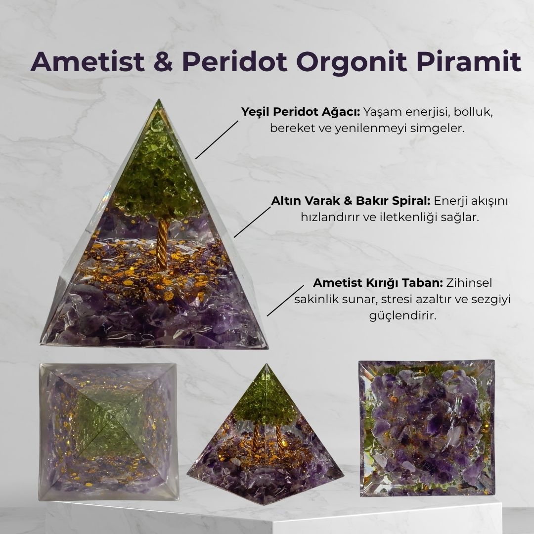 Doğal Taş Orgonit Enerji Piramidi (6x6x6 cm)