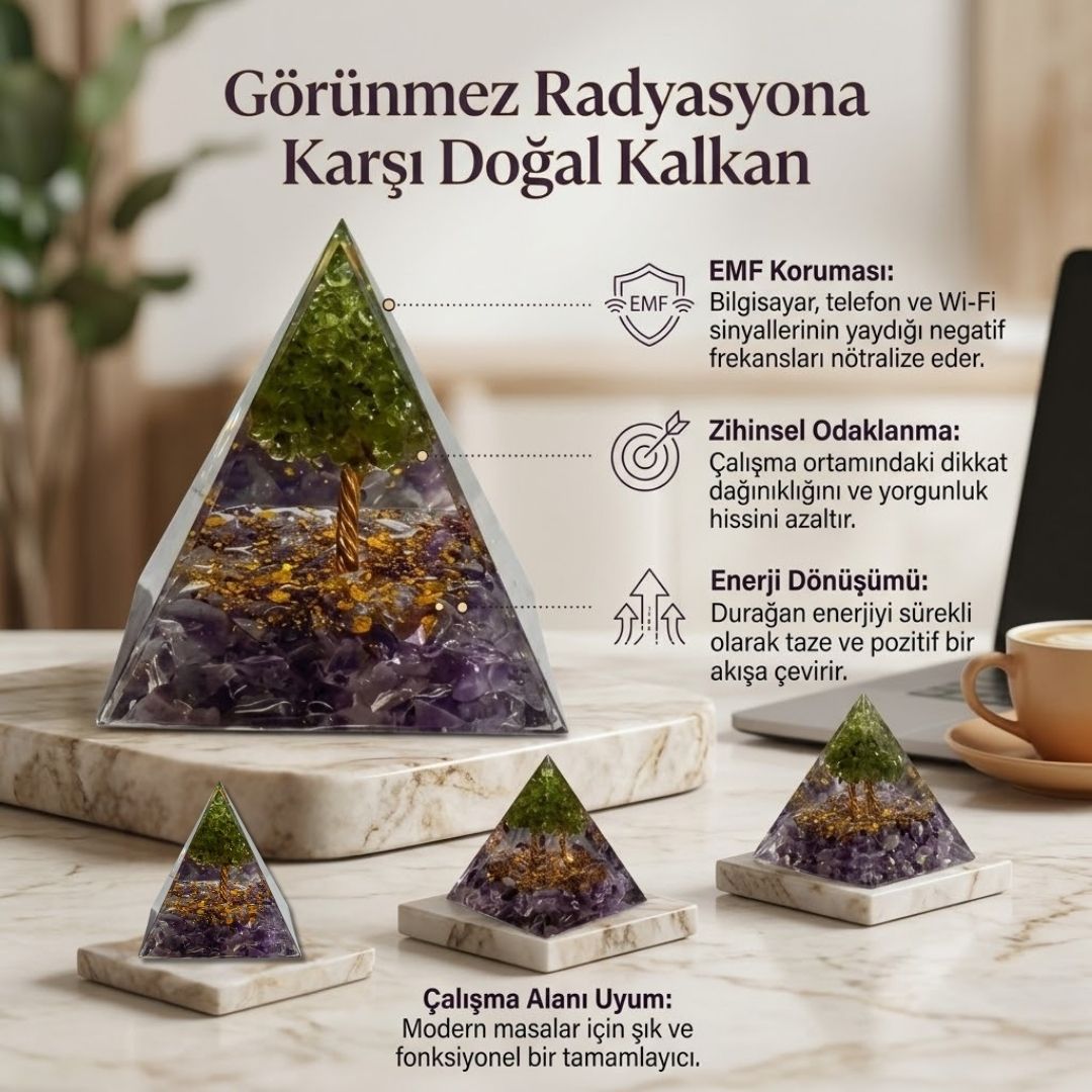 Doğal Taş Orgonit Enerji Piramidi (6x6x6 cm)
