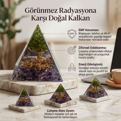 Doğal Taş Orgonit Enerji Piramidi (6x6x6 cm)