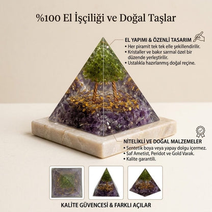 Doğal Taş Orgonit Enerji Piramidi (6x6x6 cm)