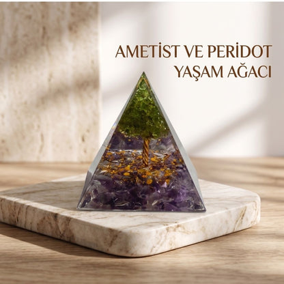 Doğal Taş Orgonit Enerji Piramidi (6x6x6 cm)