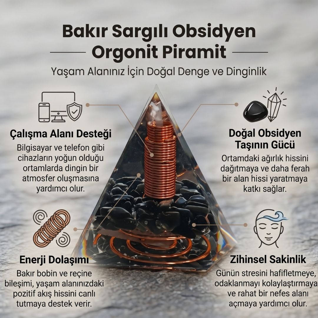 Doğal Taş Orgonit Enerji Piramidi (6x6x6 cm)
